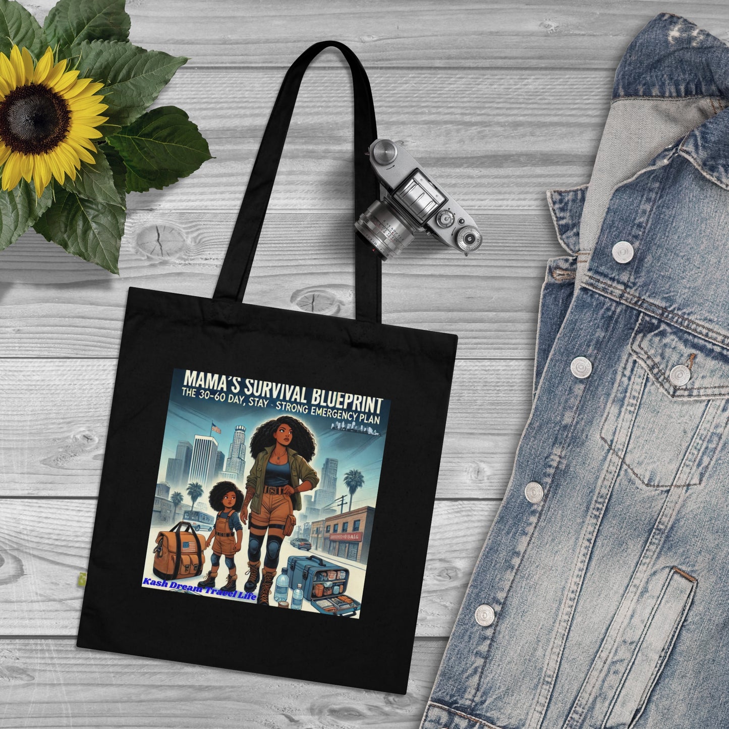 Mama's Survival Blueprint Organic Cotton Tote Bag - Eco-Friendly, Inspirational Design for Moms