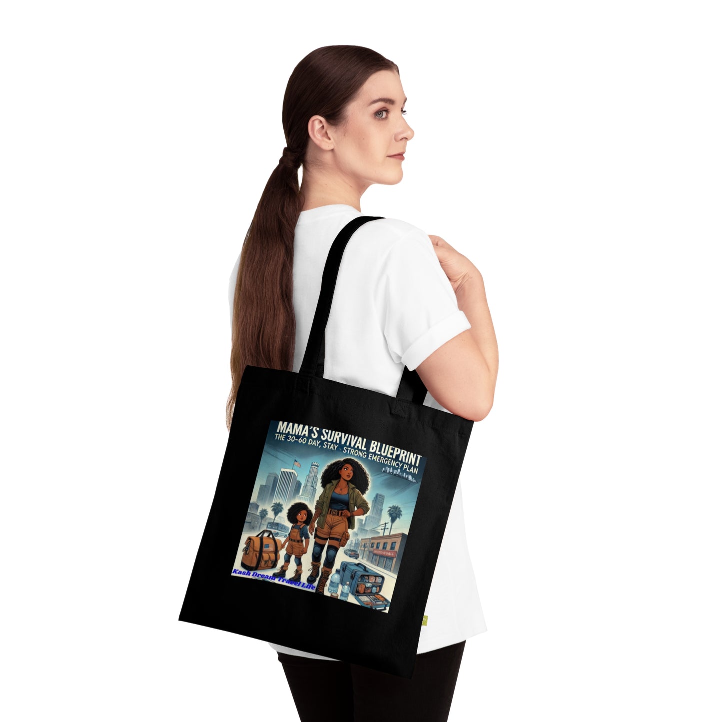 Mama's Survival Blueprint Organic Cotton Tote Bag - Eco-Friendly, Inspirational Design for Moms
