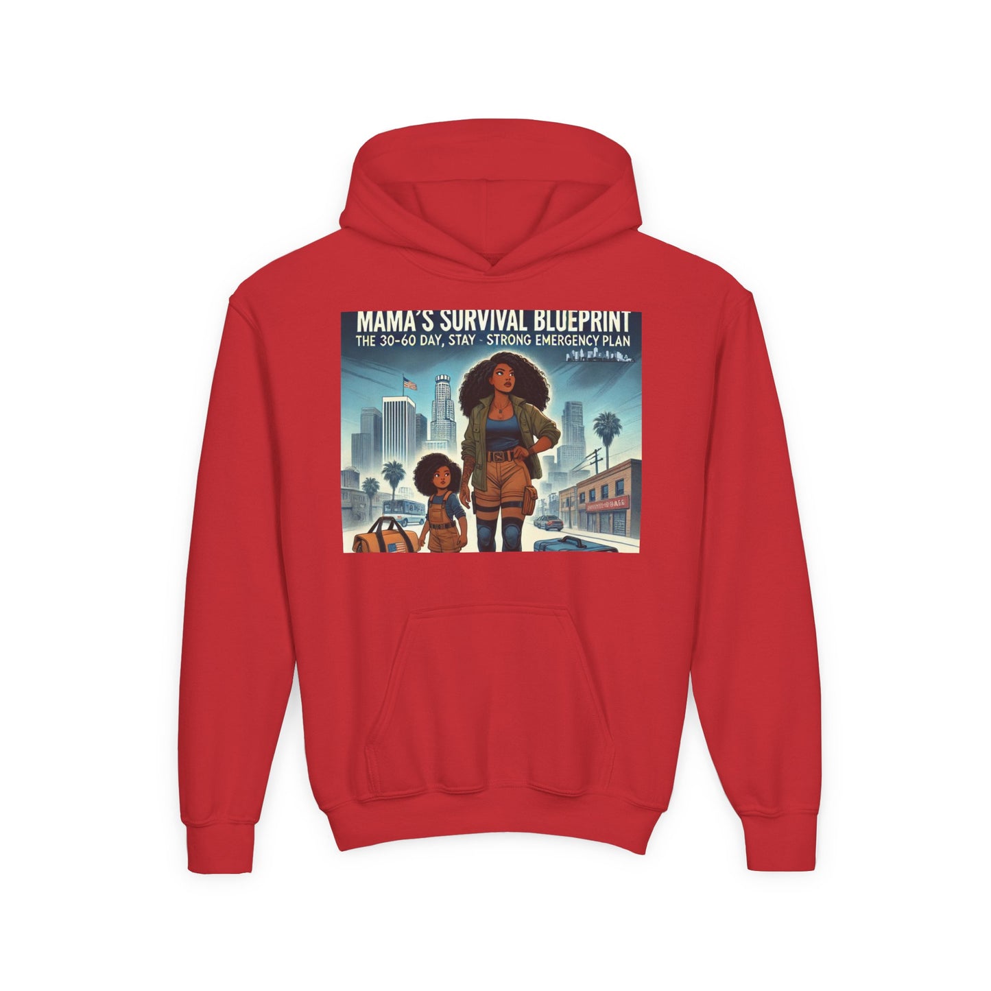 Mama's Survival Blueprint Youth Hoodie - Empowering Design for Strong Families