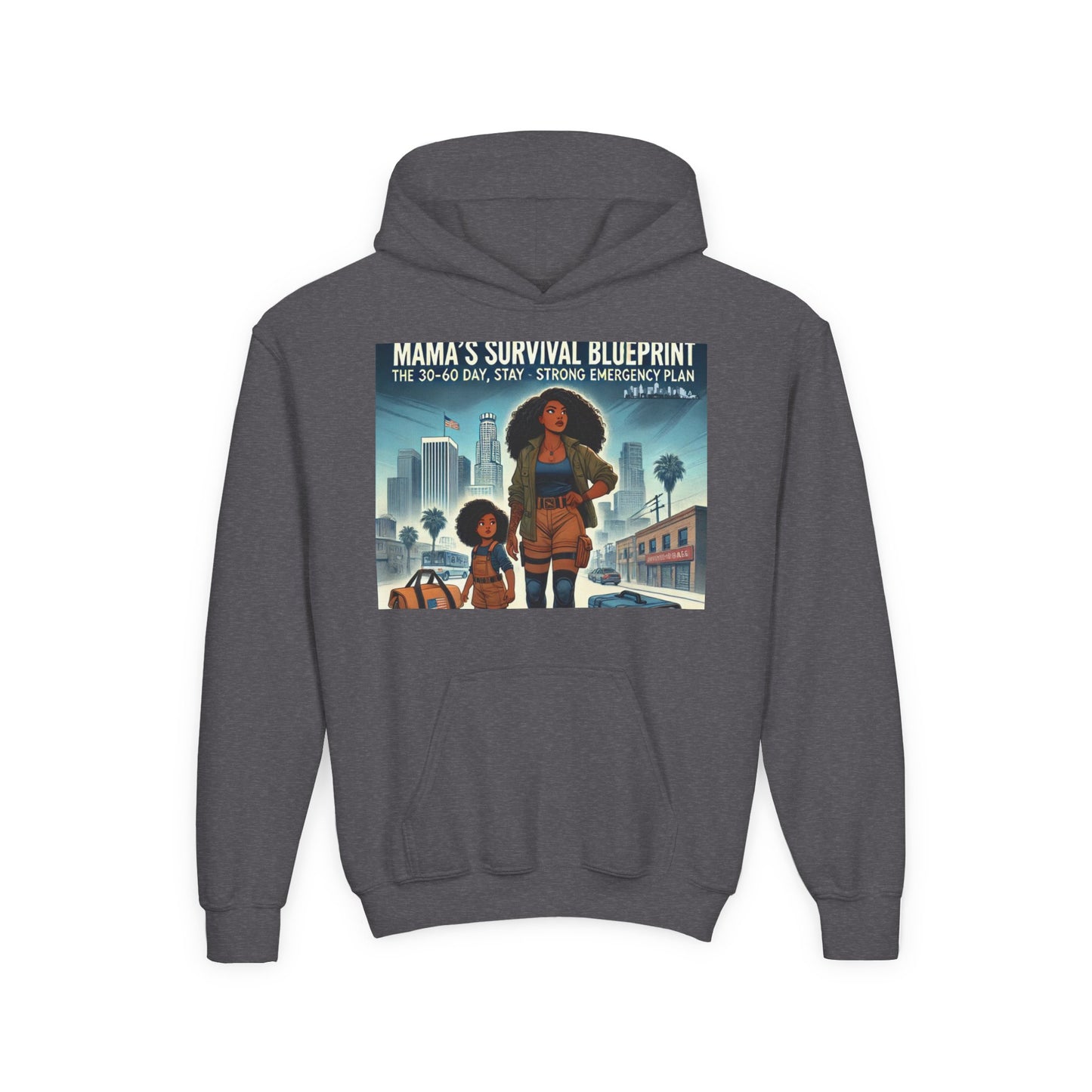 Mama's Survival Blueprint Youth Hoodie - Empowering Design for Strong Families
