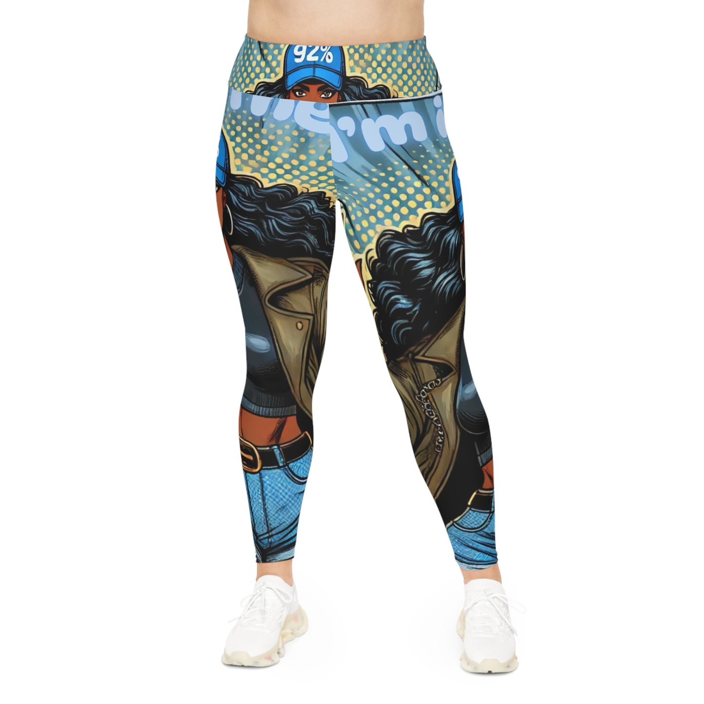 Bold Graphic Plus Size Leggings - Empowering Street Style with '92%'