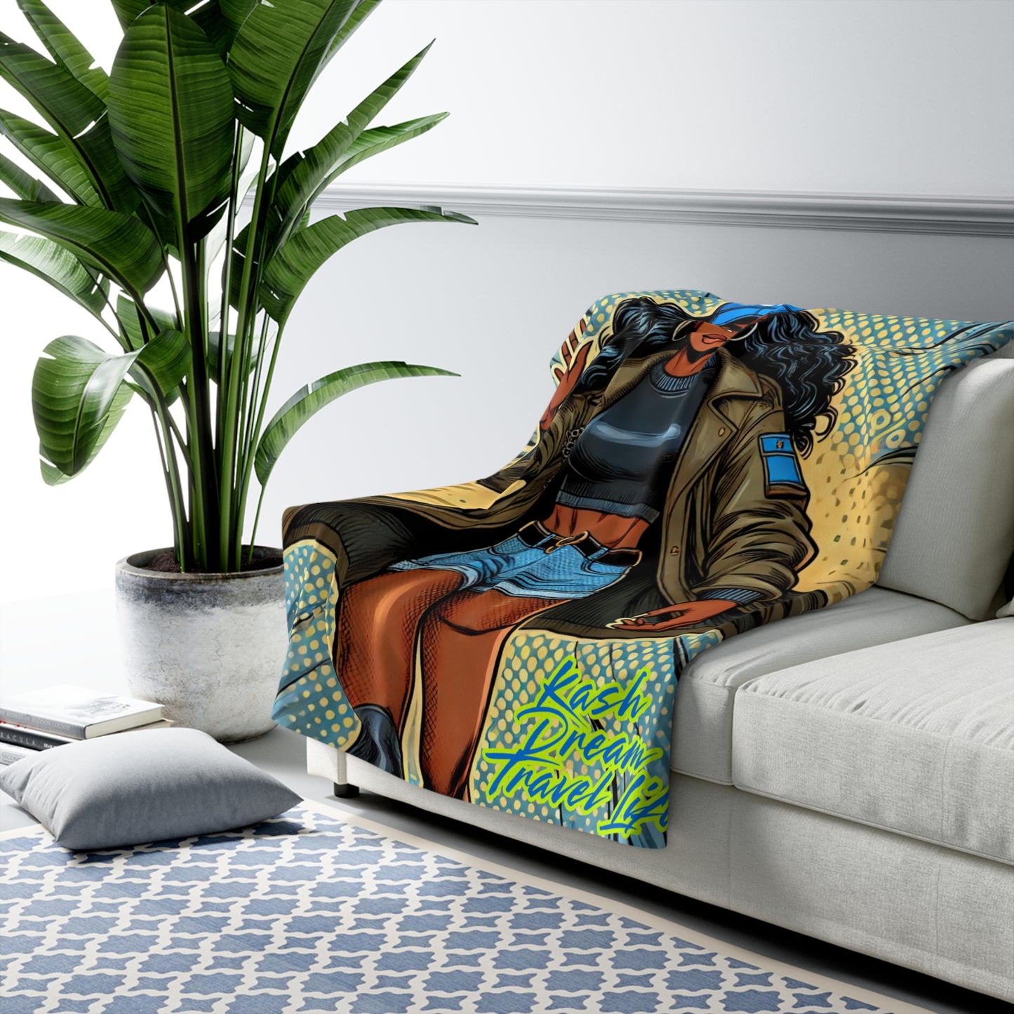Stylish Sherpa Fleece Blanket - Pop Art Design for Cozy Vibes