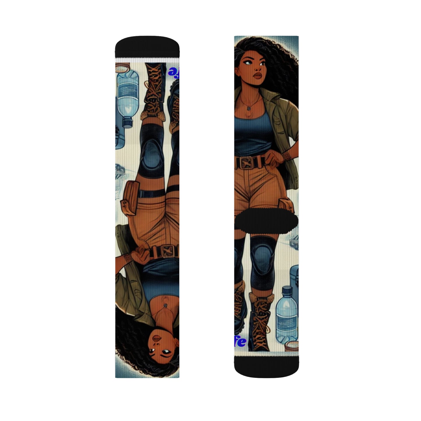 Adventure-Themed Sublimation Socks - Stylish & Unique Design for Outdoor Enthusiasts