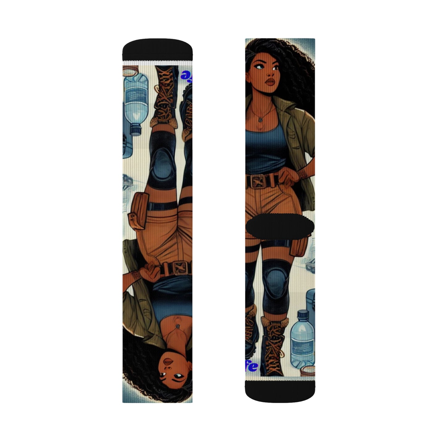 Adventure-Themed Sublimation Socks - Stylish & Unique Design for Outdoor Enthusiasts