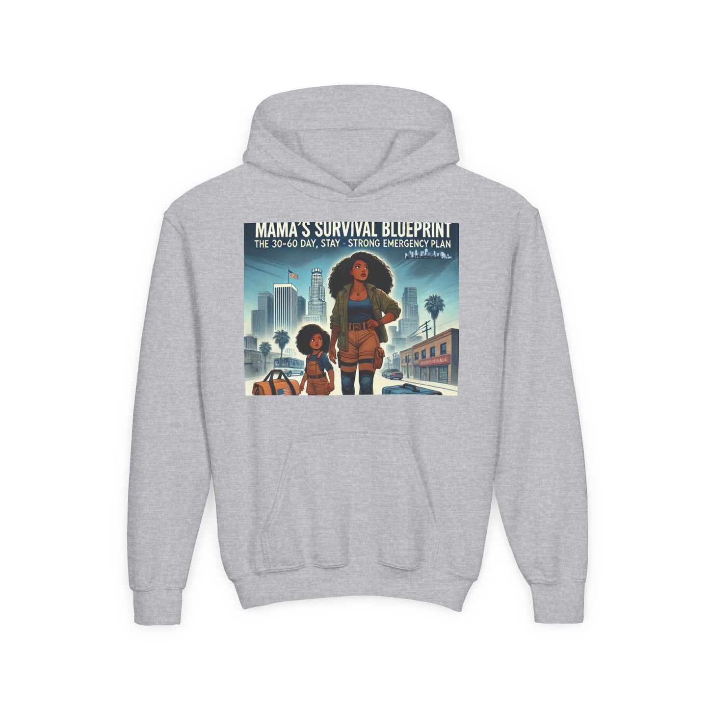 Mama's Survival Blueprint Youth Hoodie - Empowering Design for Strong Families