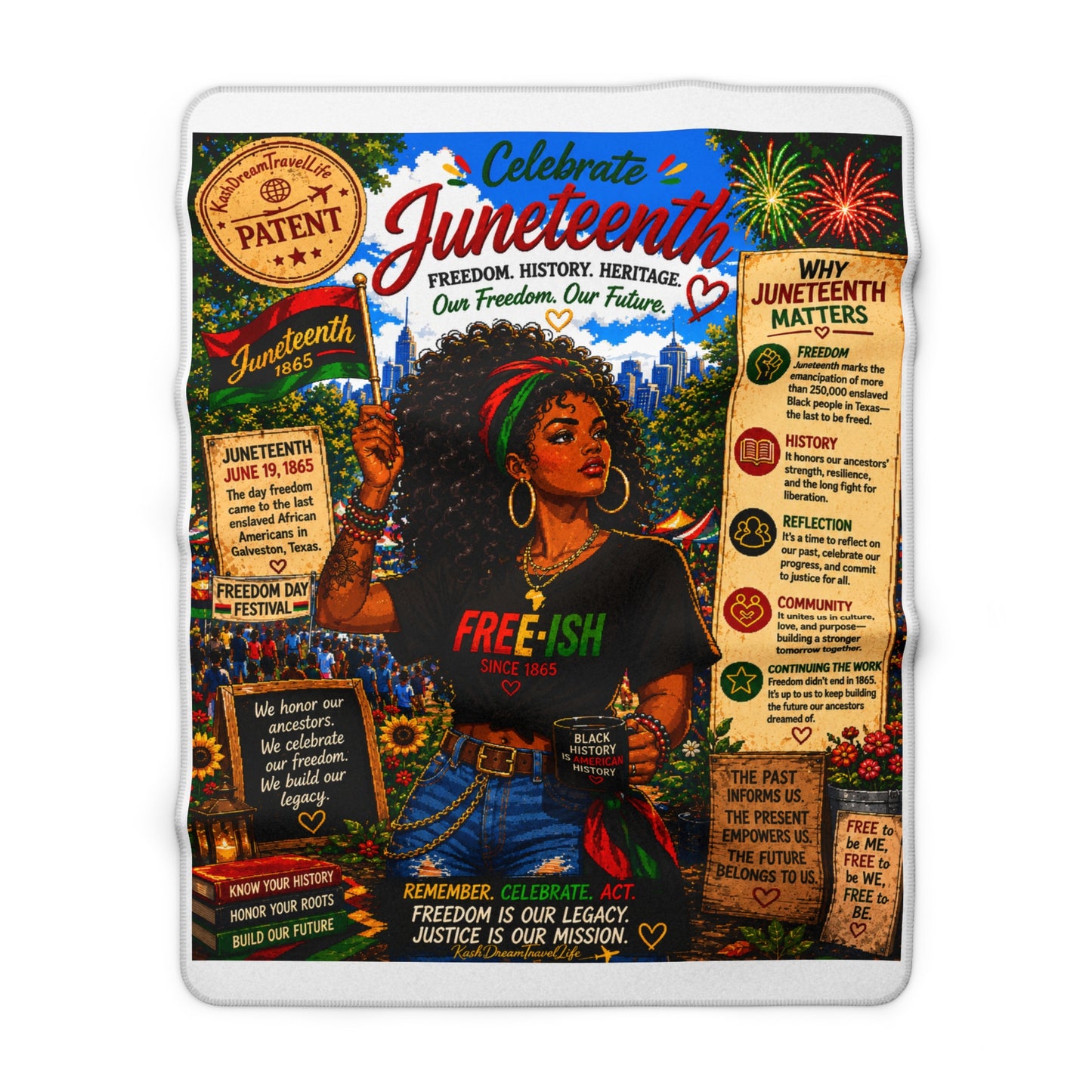 Juneteenth Celebration Sherpa Fleece Blanket "Celebrate Us" Comfort Throw