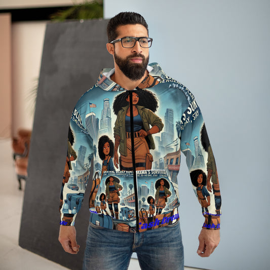 Empowered Adventure Unisex Zip Hoodie - Strong Survival Blueprint Design