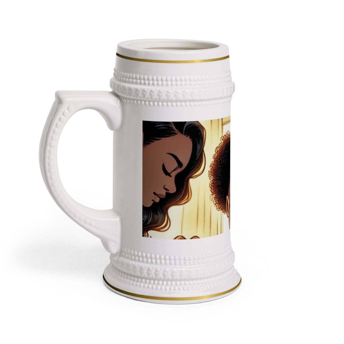 Personalized Afrocentric Beer Stein Mug, Unique Coffee Mug, Black Art Stein, Afro Pride Gift, Home Bar Decor, Cultural Celebration