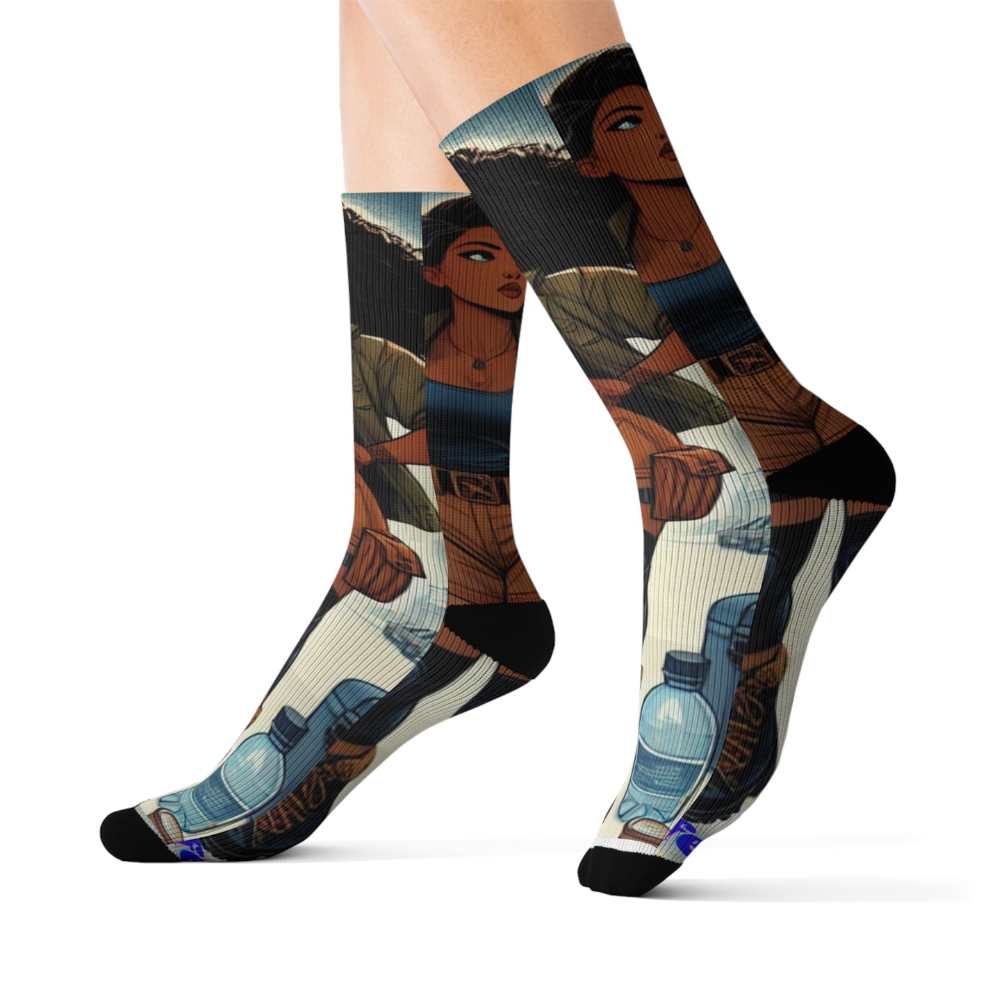 Adventure-Themed Sublimation Socks - Stylish & Unique Design for Outdoor Enthusiasts