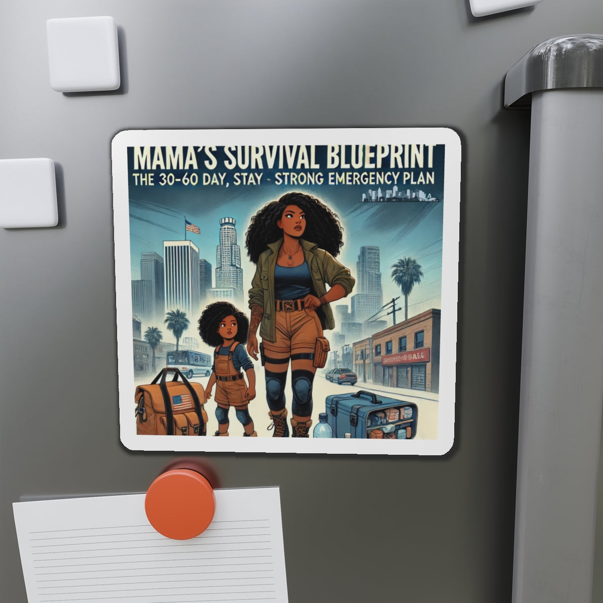 Mama's Survival Blueprint Die-Cut Magnet - Emergency Plan Decor for Moms & Kids