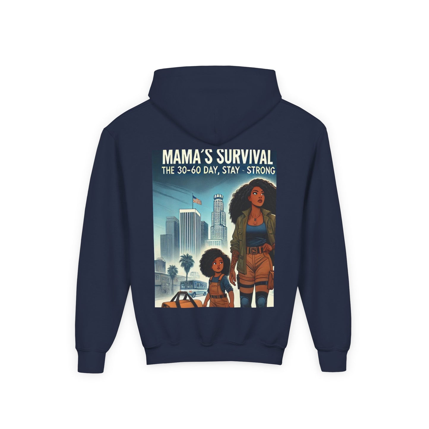 Mama's Survival Blueprint Youth Hoodie - Empowering Design for Strong Families