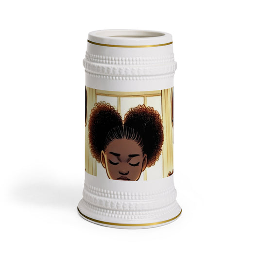 Personalized Afrocentric Beer Stein Mug, Unique Coffee Mug, Black Art Stein, Afro Pride Gift, Home Bar Decor, Cultural Celebration