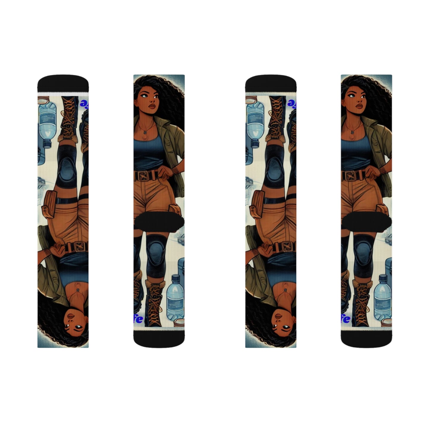 Adventure-Themed Sublimation Socks - Stylish & Unique Design for Outdoor Enthusiasts