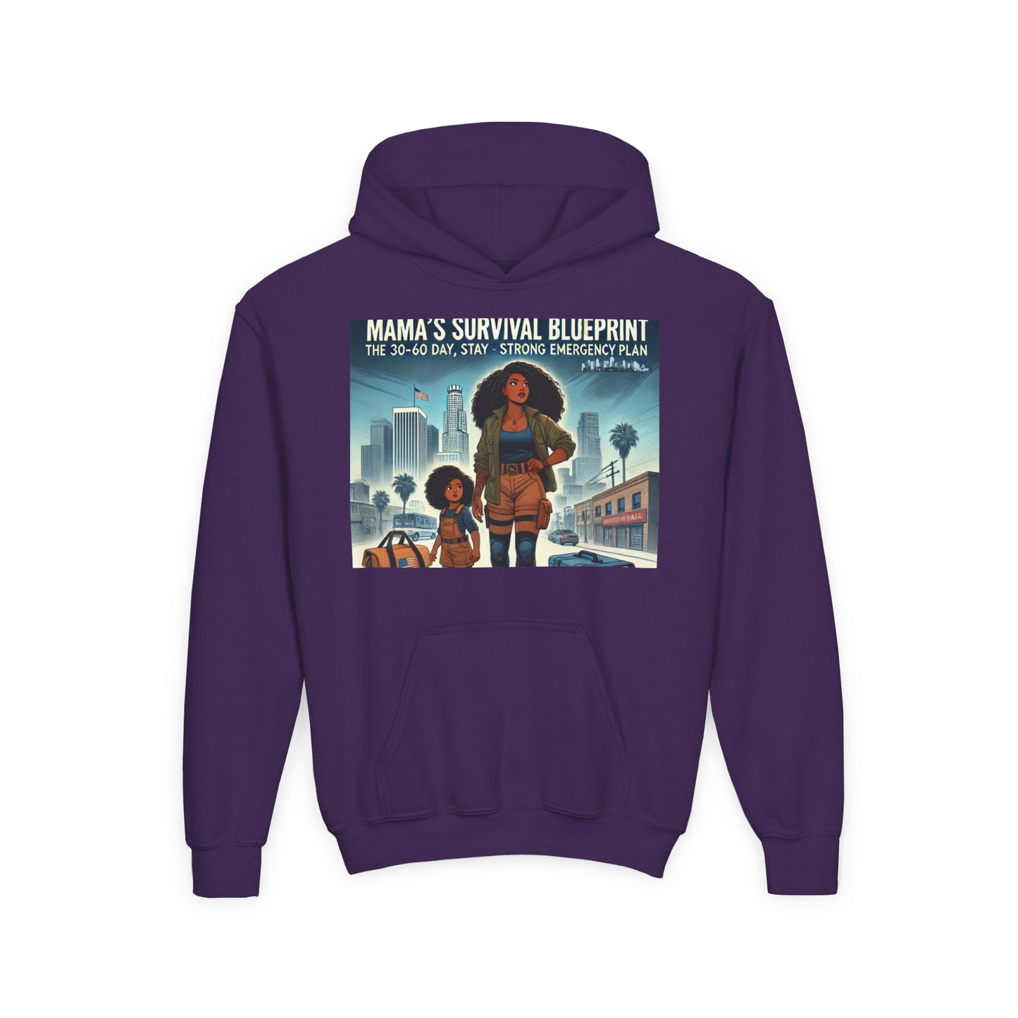 Mama's Survival Blueprint Youth Hoodie - Empowering Design for Strong Families