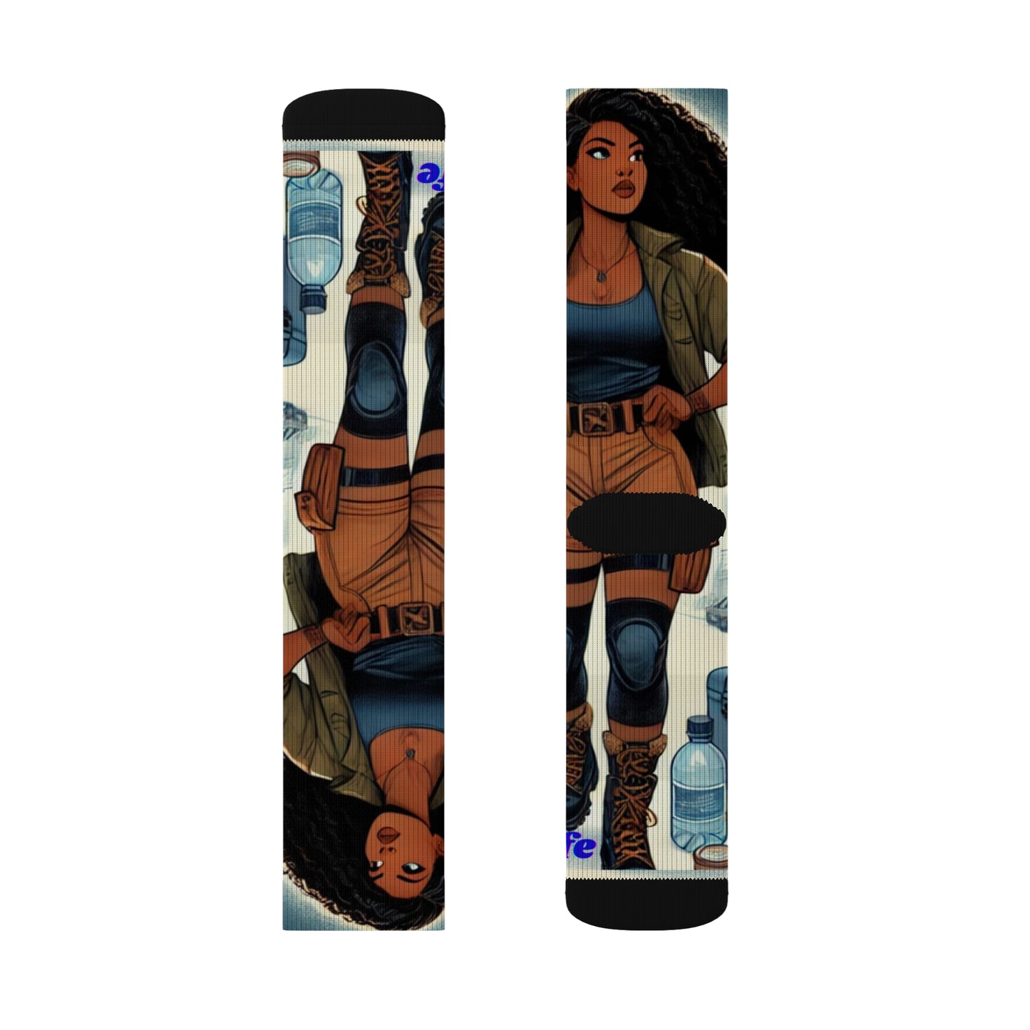 Adventure-Themed Sublimation Socks - Stylish & Unique Design for Outdoor Enthusiasts