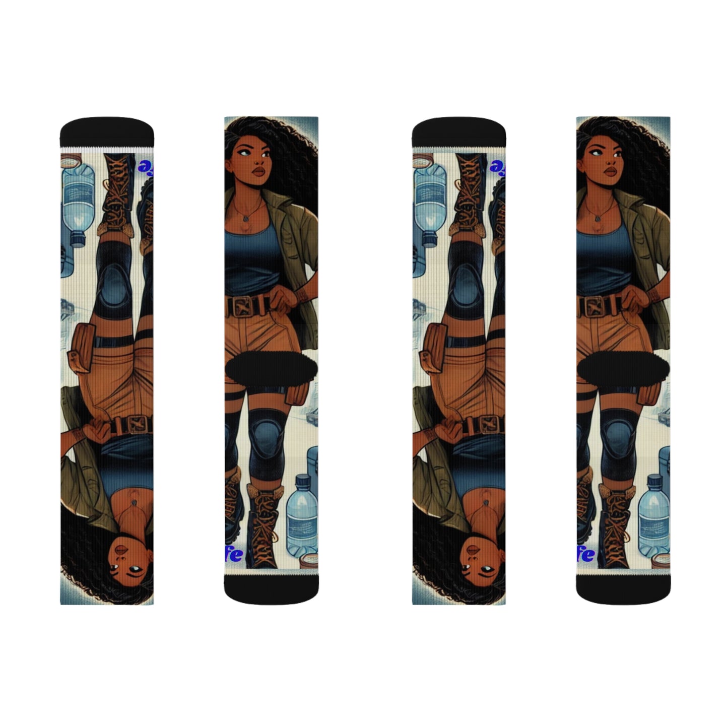 Adventure-Themed Sublimation Socks - Stylish & Unique Design for Outdoor Enthusiasts