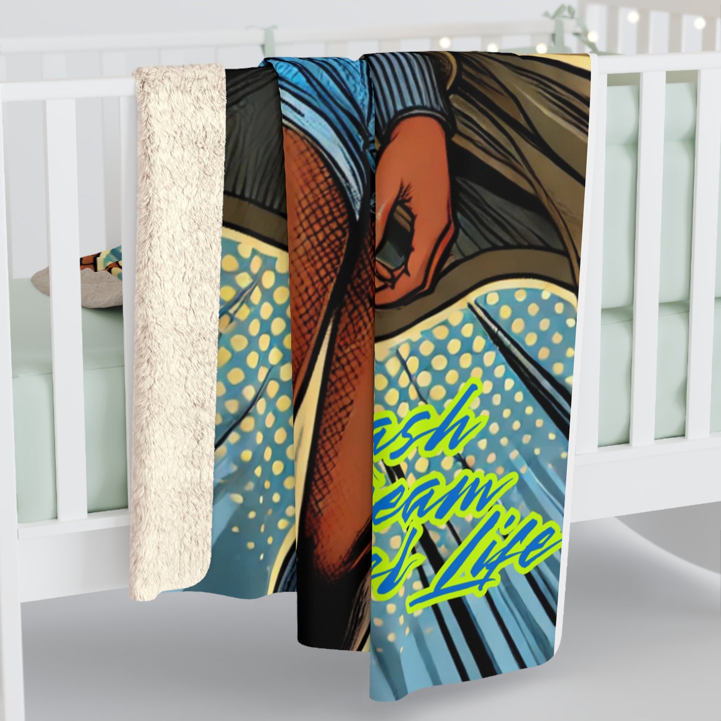 Stylish Sherpa Fleece Blanket - Pop Art Design for Cozy Vibes