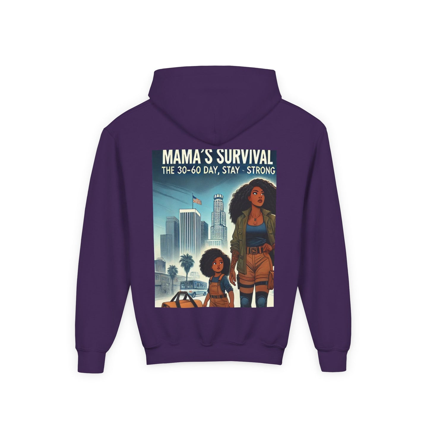 Mama's Survival Blueprint Youth Hoodie - Empowering Design for Strong Families