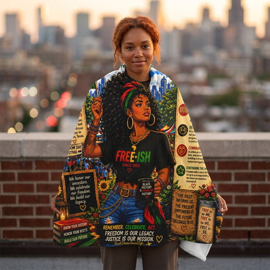 Juneteenth Celebration Sherpa Fleece Blanket "Celebrate Us" Comfort Throw