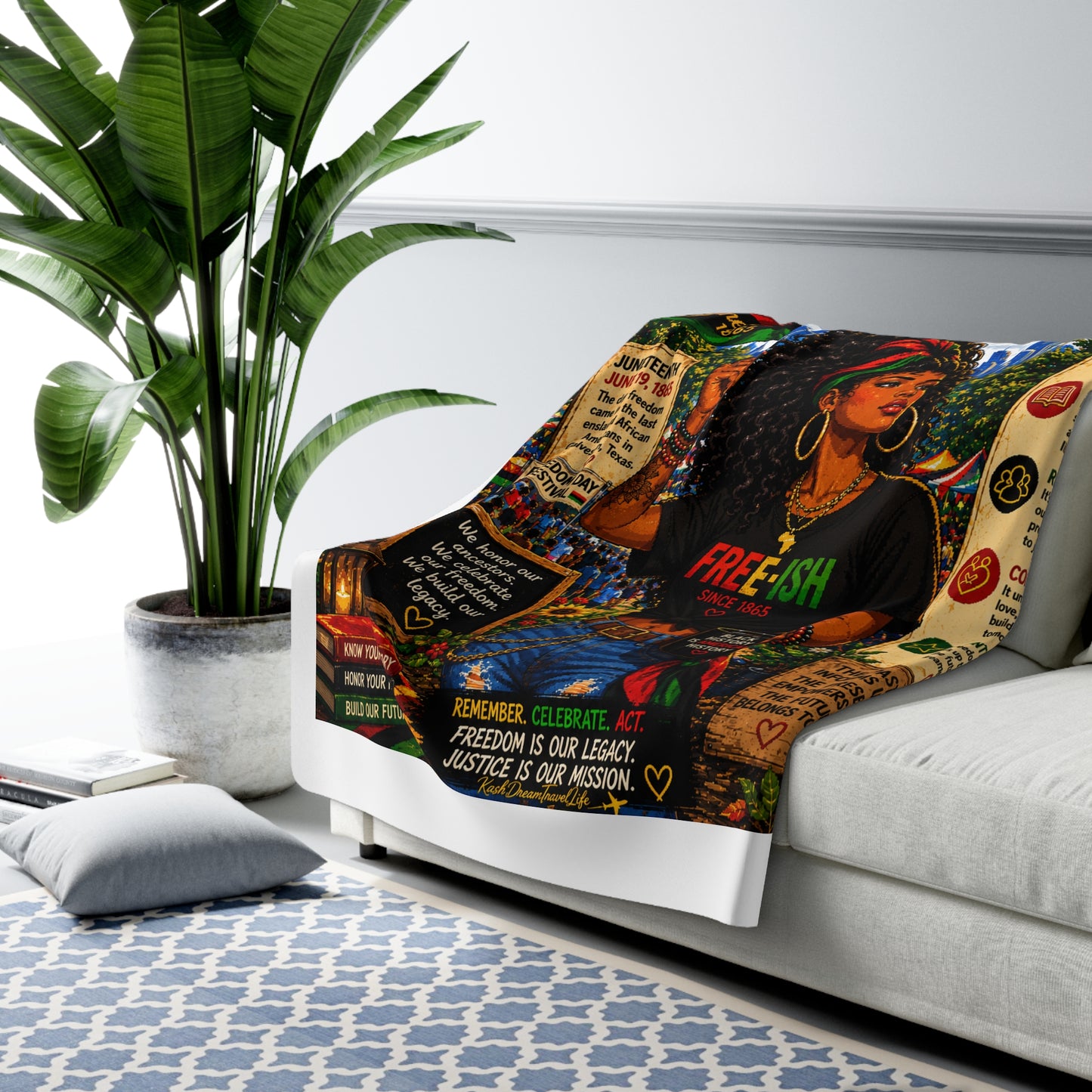 Juneteenth Celebration Sherpa Fleece Blanket "Celebrate Us" Comfort Throw