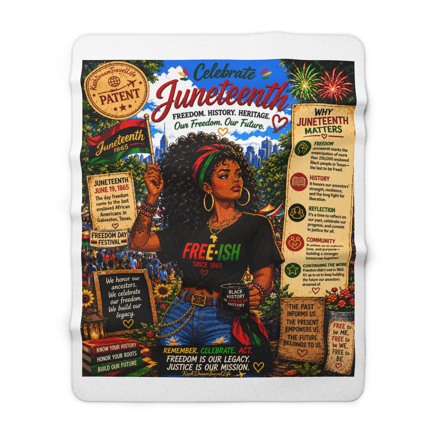 Juneteenth Celebration Sherpa Fleece Blanket "Celebrate Us" Comfort Throw