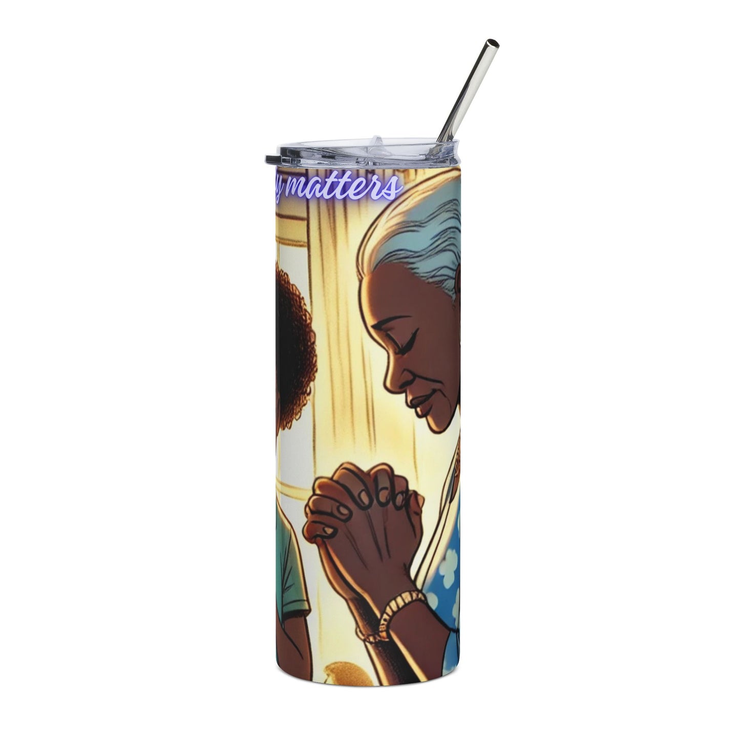 Praying Stainless Steel Tumbler, 20oz, Inspirational Drinkware, Gift for Mom, Faith-based Travel Mug, Christian Coffee Tumbler