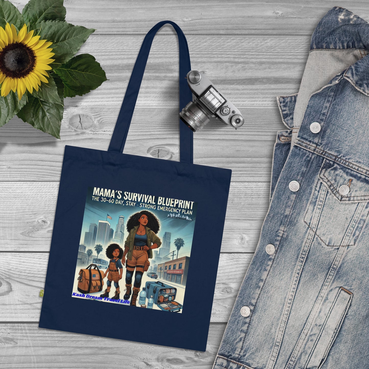 Mama's Survival Blueprint Organic Cotton Tote Bag - Eco-Friendly, Inspirational Design for Moms