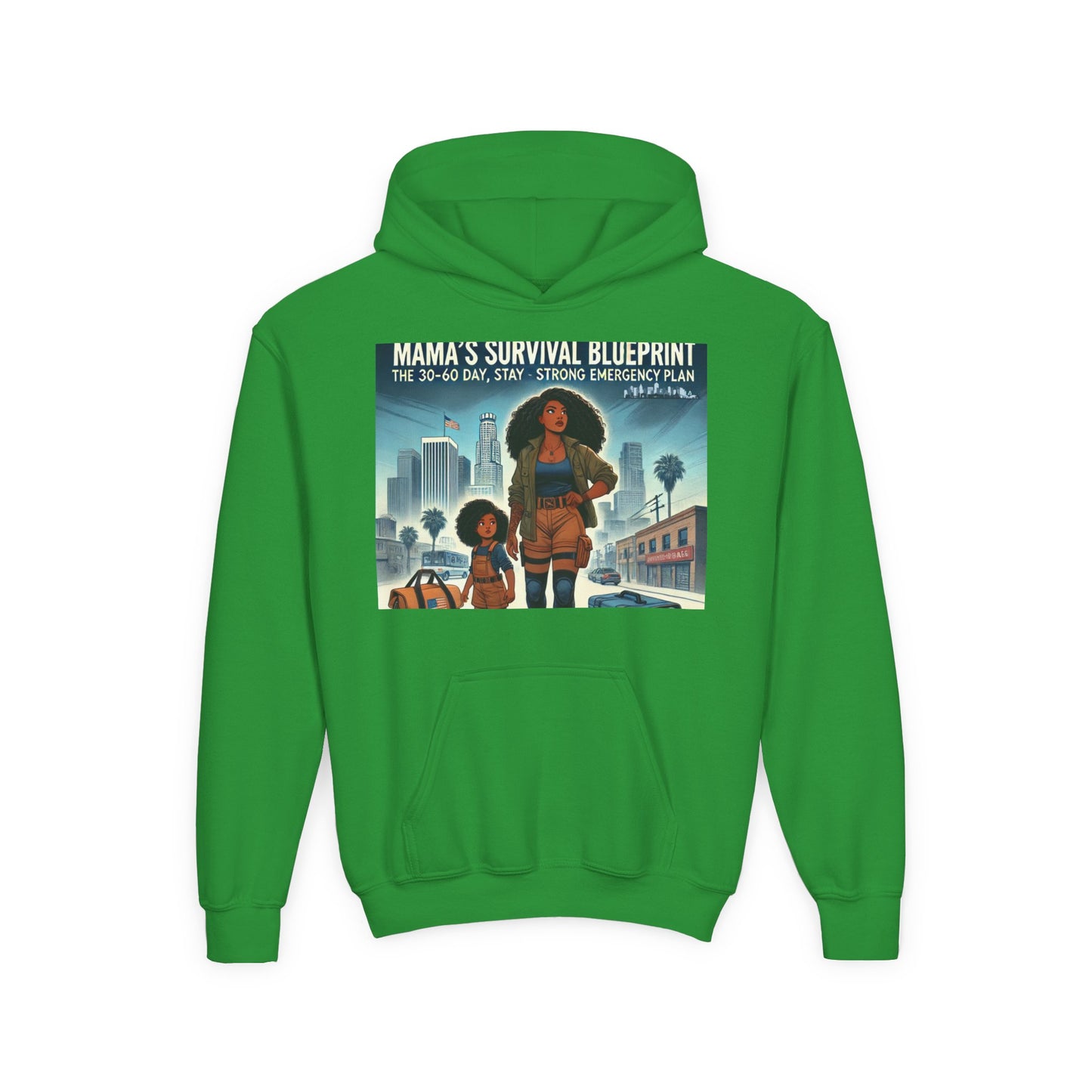 Mama's Survival Blueprint Youth Hoodie - Empowering Design for Strong Families