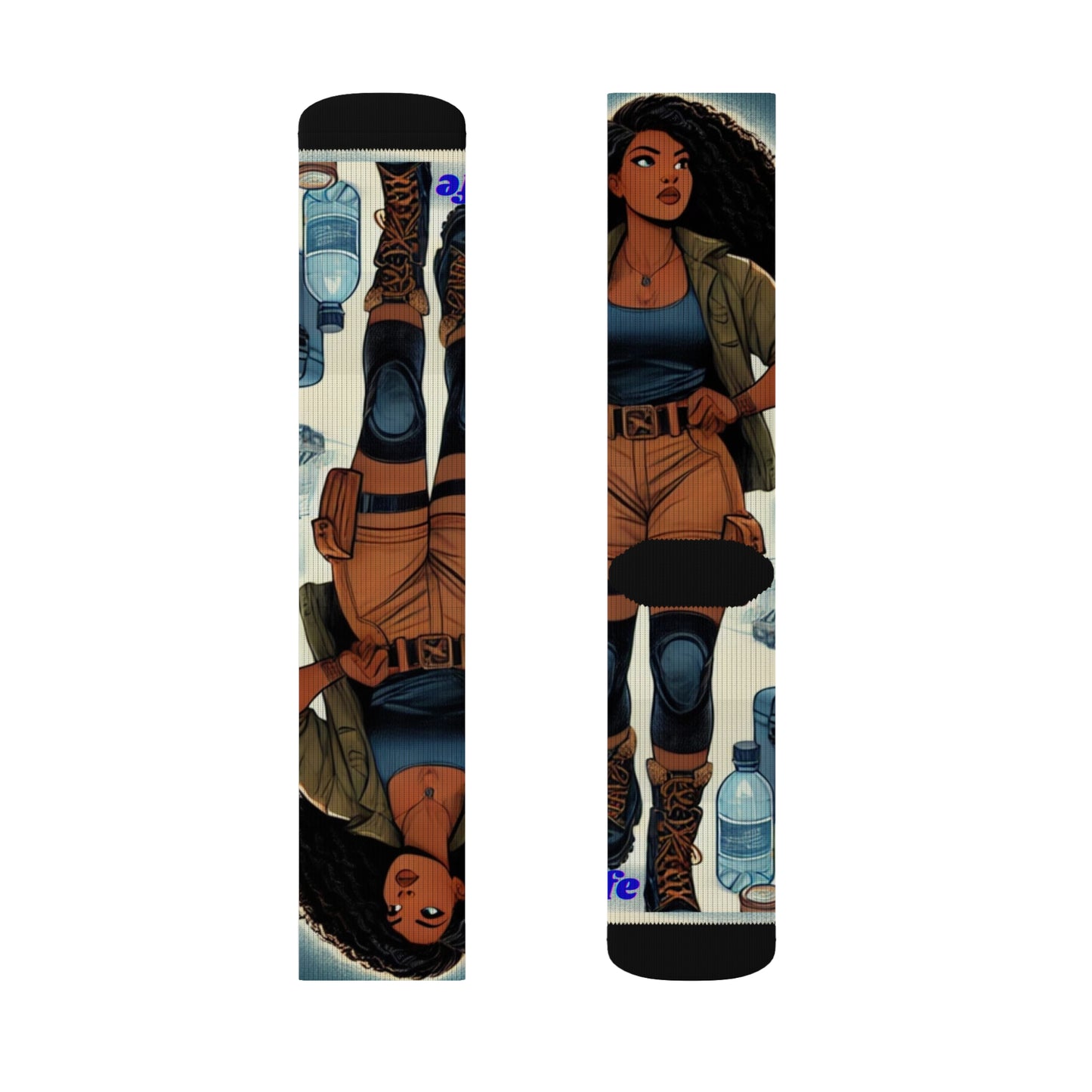 Adventure-Themed Sublimation Socks - Stylish & Unique Design for Outdoor Enthusiasts