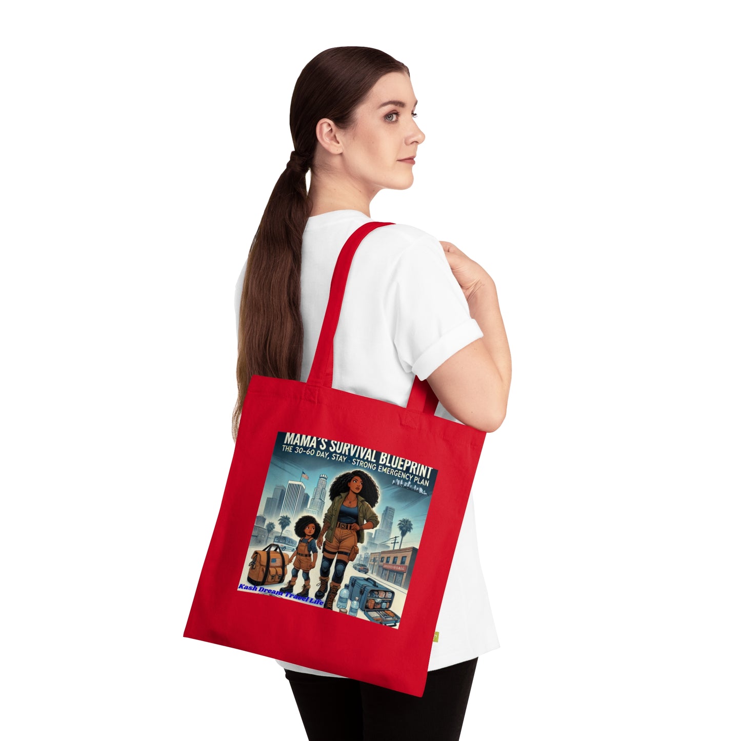 Mama's Survival Blueprint Organic Cotton Tote Bag - Eco-Friendly, Inspirational Design for Moms