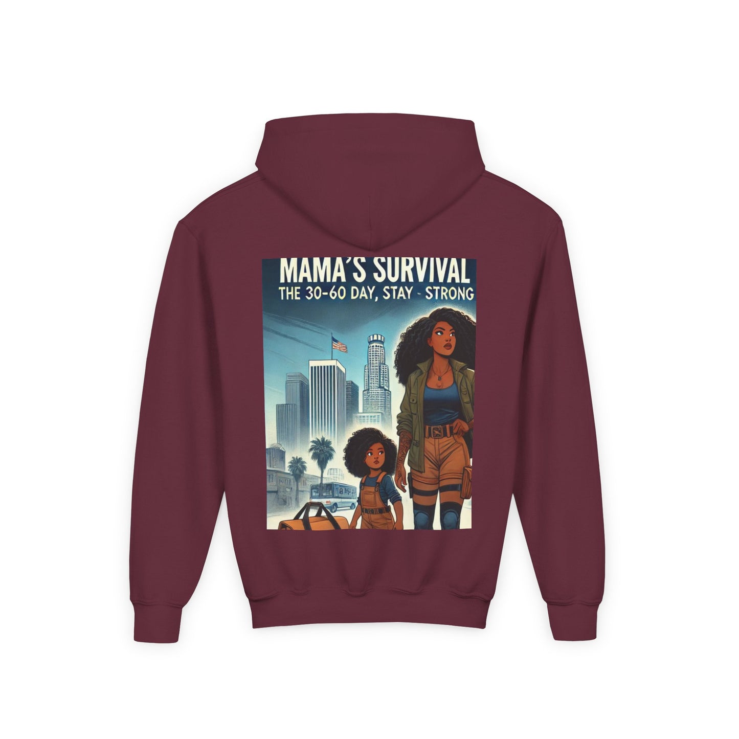 Mama's Survival Blueprint Youth Hoodie - Empowering Design for Strong Families