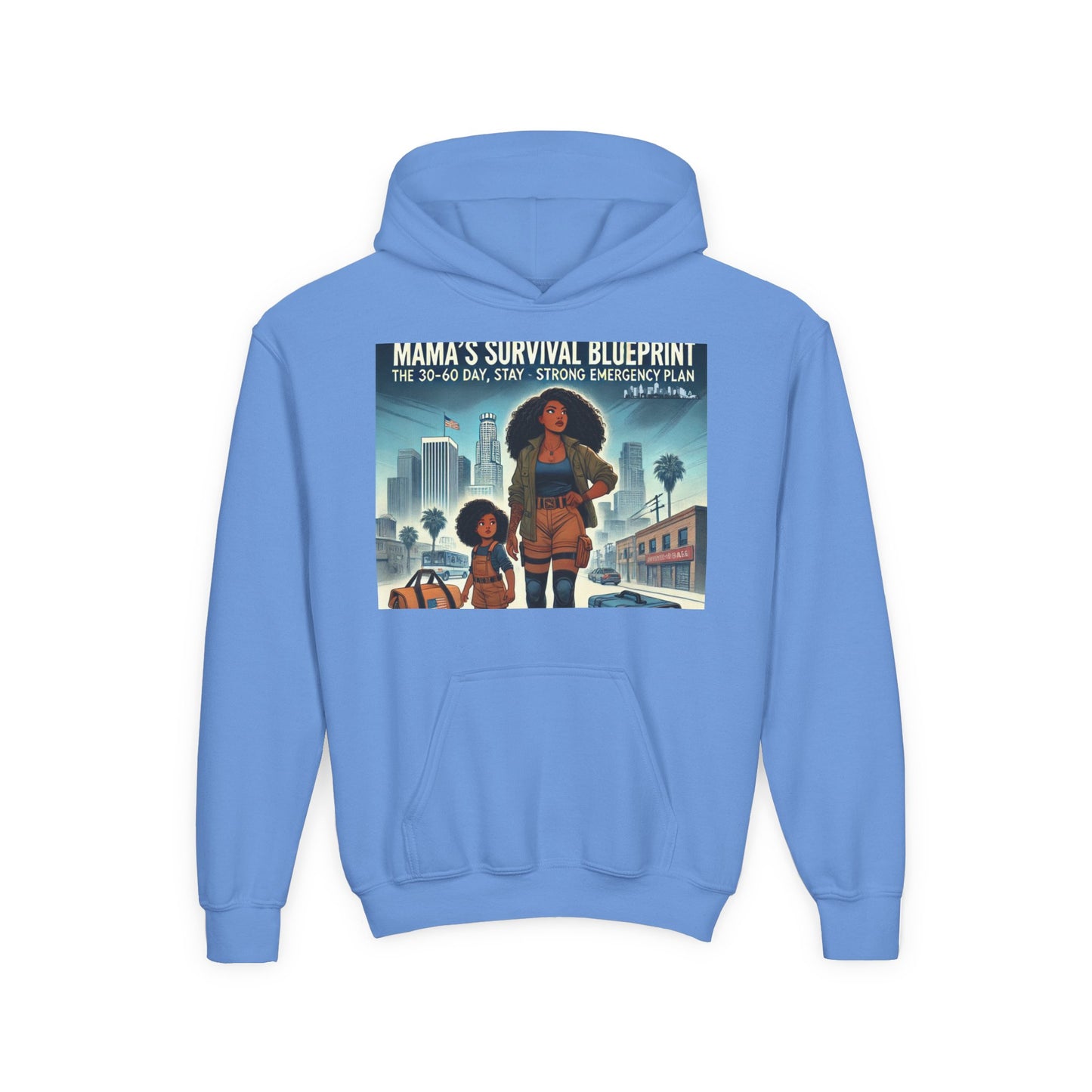 Mama's Survival Blueprint Youth Hoodie - Empowering Design for Strong Families