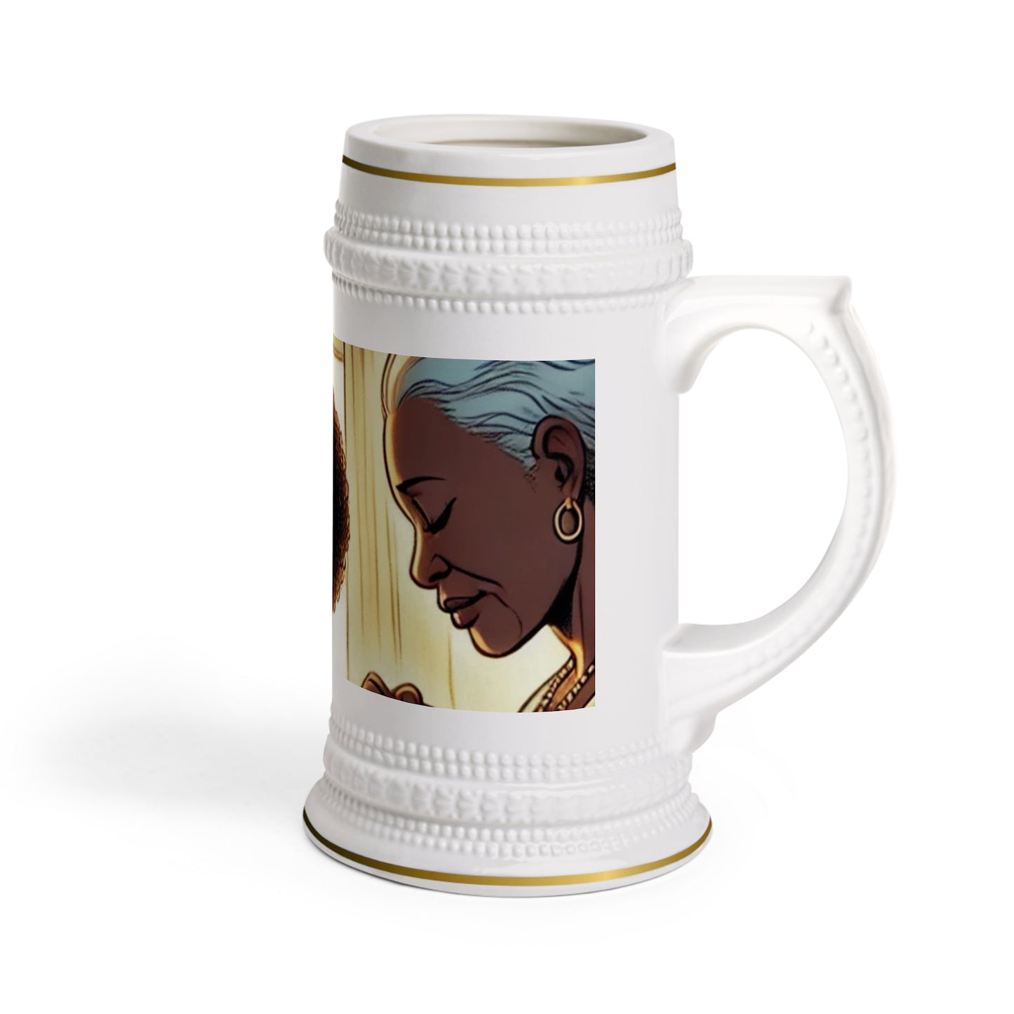 Personalized Afrocentric Beer Stein Mug, Unique Coffee Mug, Black Art Stein, Afro Pride Gift, Home Bar Decor, Cultural Celebration
