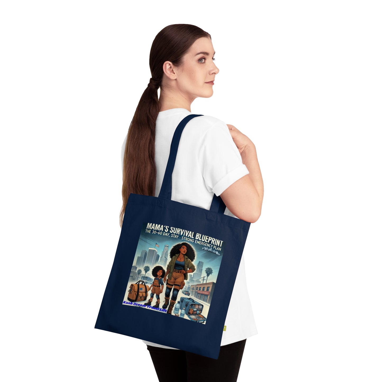 Mama's Survival Blueprint Organic Cotton Tote Bag - Eco-Friendly, Inspirational Design for Moms