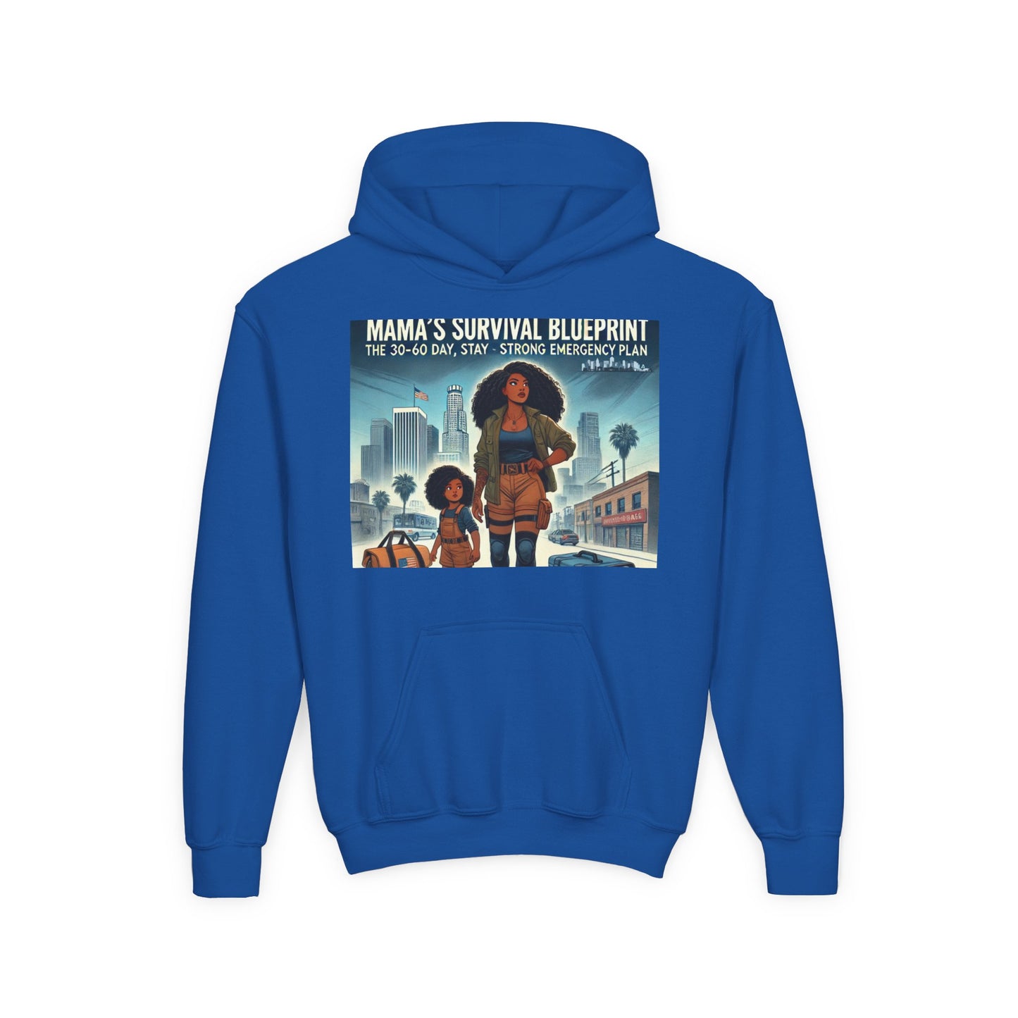 Mama's Survival Blueprint Youth Hoodie - Empowering Design for Strong Families