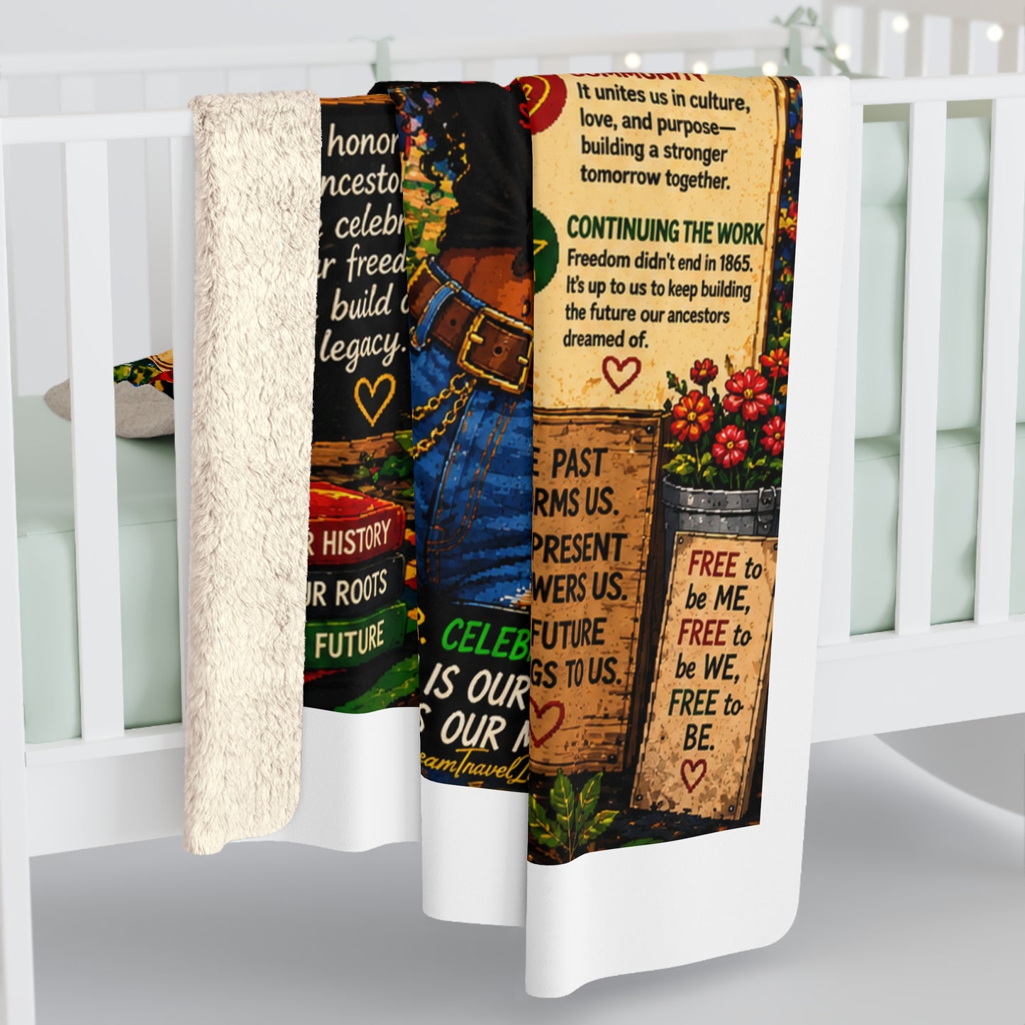 Juneteenth Celebration Sherpa Fleece Blanket "Celebrate Us" Comfort Throw