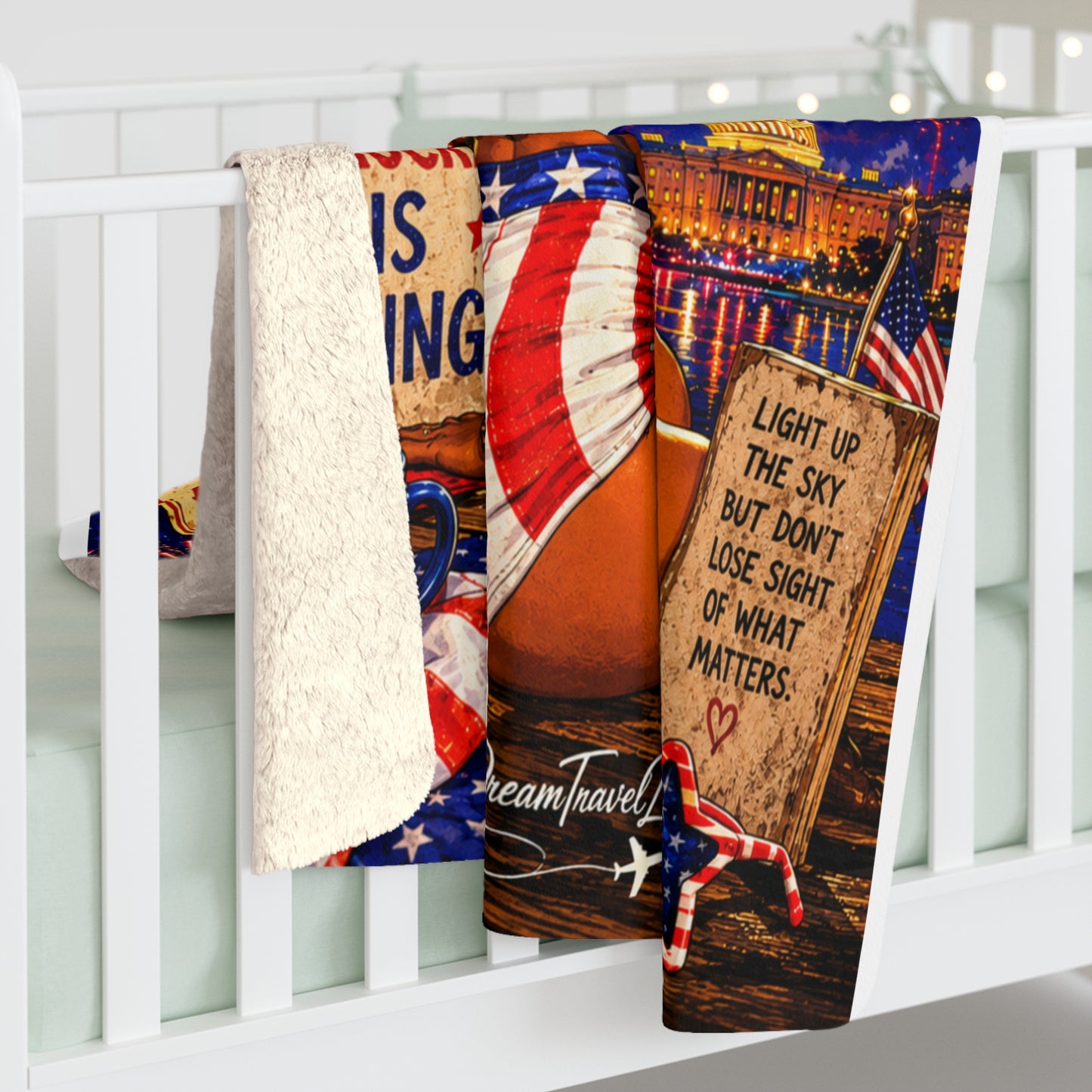 Feeling Blue Sherpa Fleece Blanket — "Red, White, and Feeling Blue... the melanted story!"