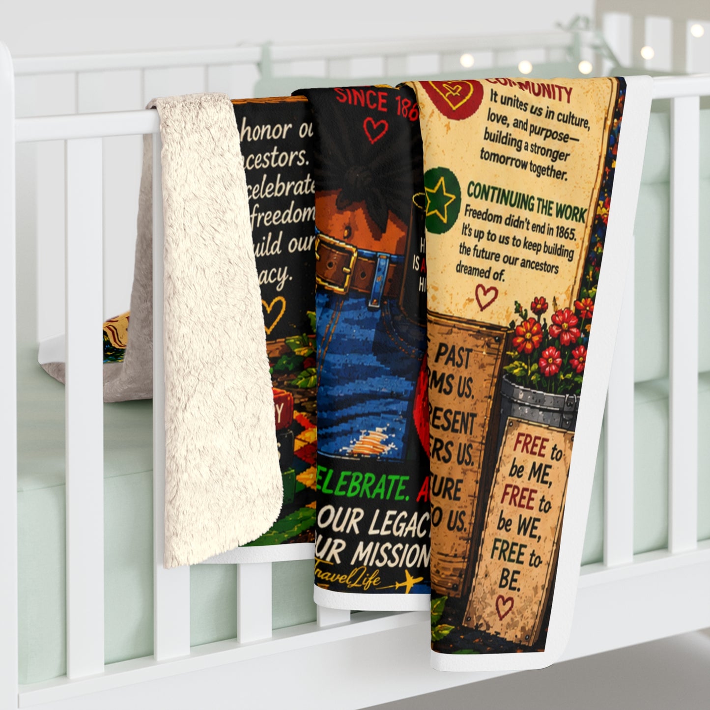 Juneteenth Celebration Sherpa Fleece Blanket "Celebrate Us" Comfort Throw
