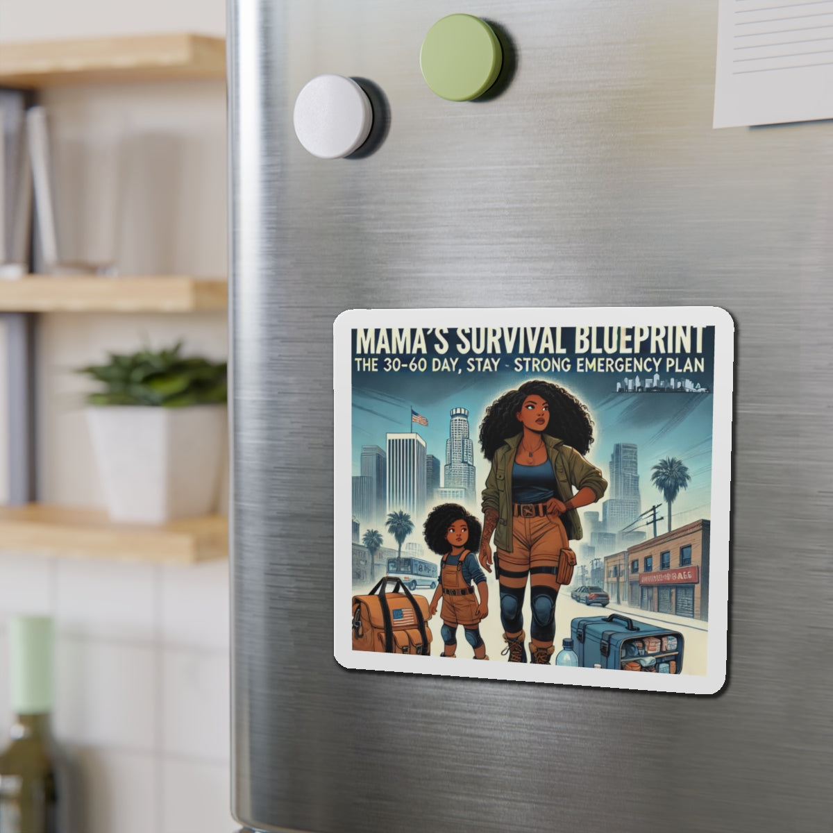 Mama's Survival Blueprint Die-Cut Magnet - Emergency Plan Decor for Moms & Kids