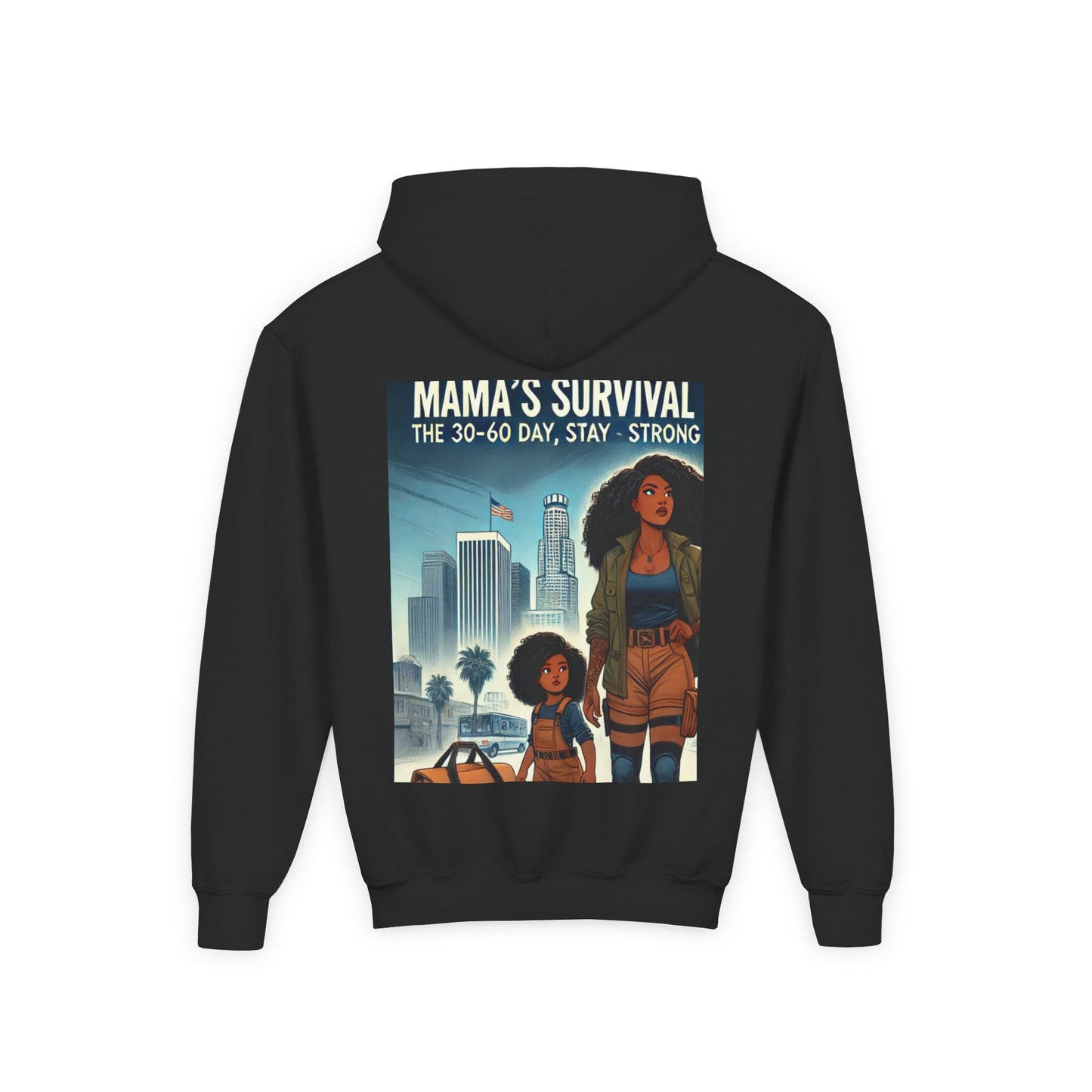 Mama's Survival Blueprint Youth Hoodie - Empowering Design for Strong Families