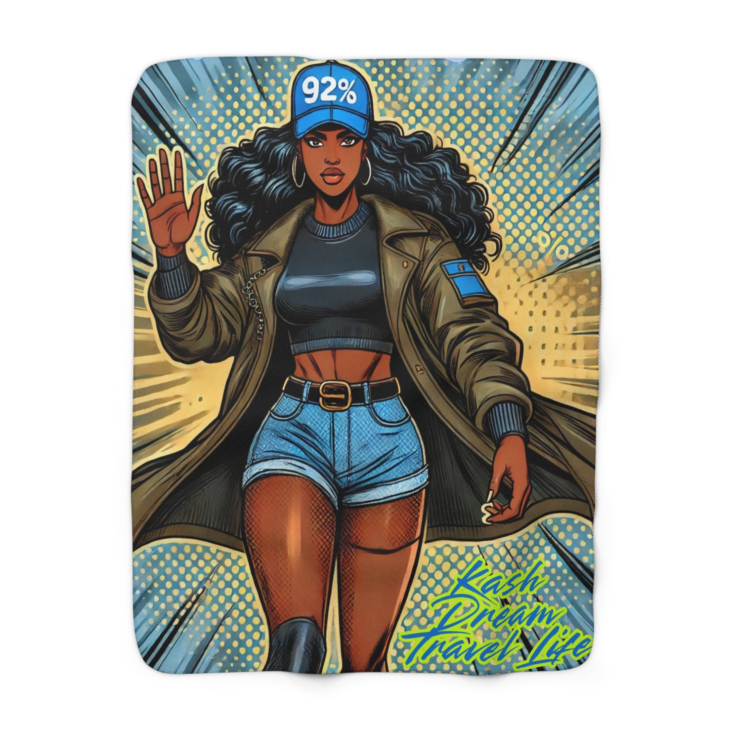Stylish Sherpa Fleece Blanket - Pop Art Design for Cozy Vibes