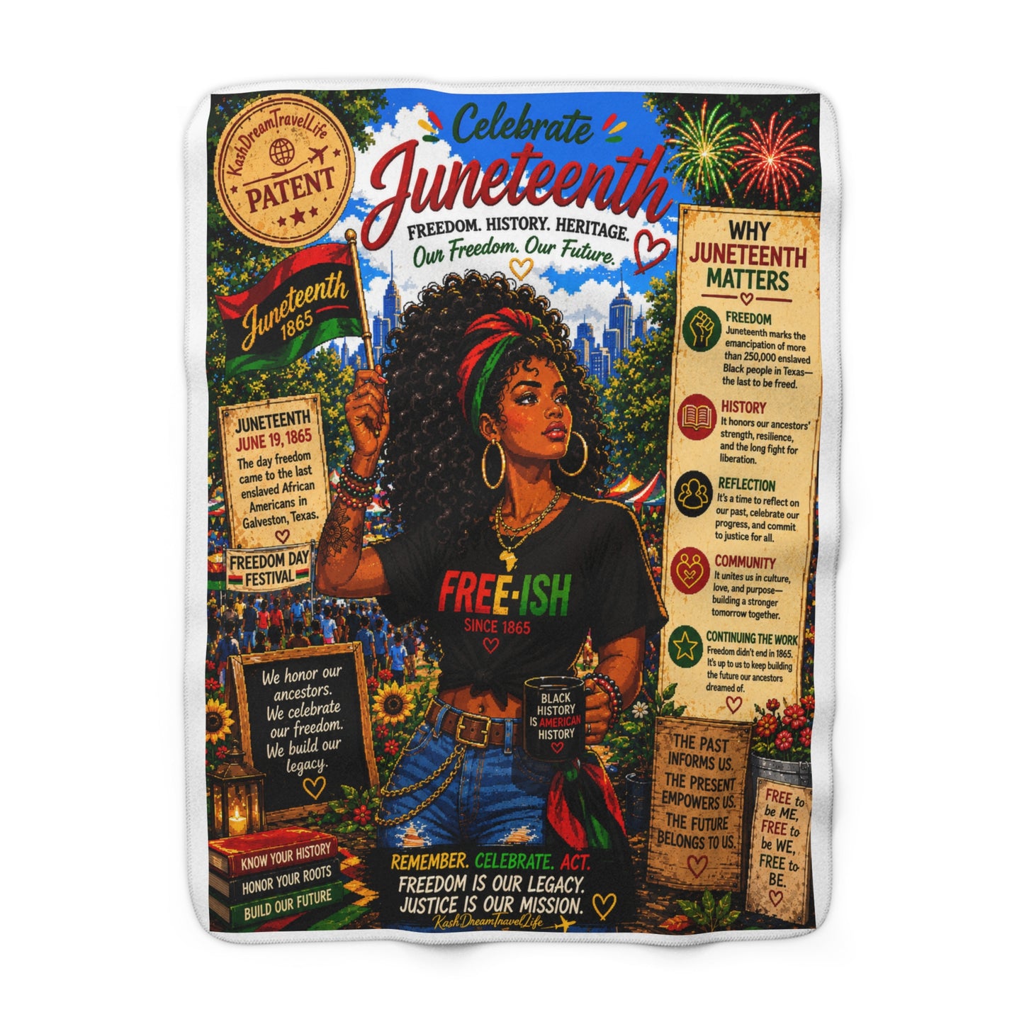 Juneteenth Celebration Sherpa Fleece Blanket "Celebrate Us" Comfort Throw