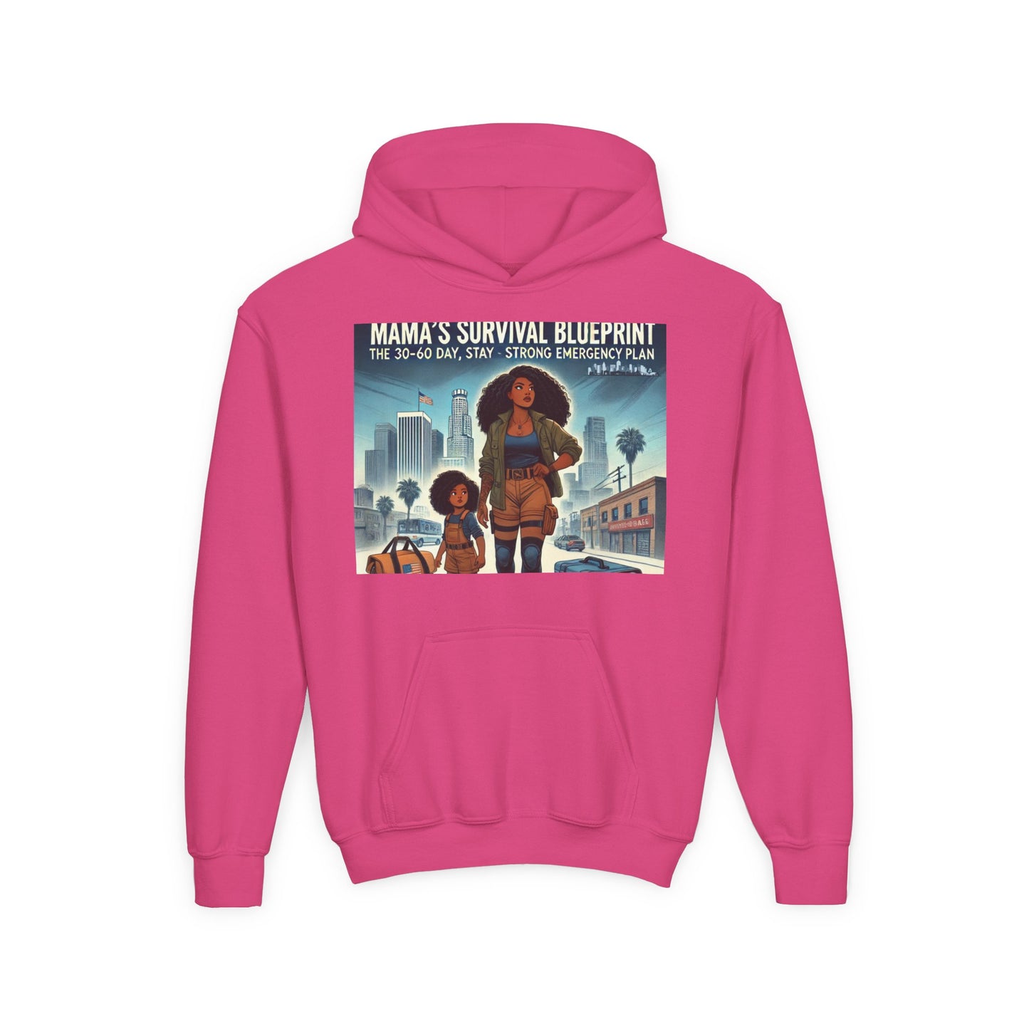 Mama's Survival Blueprint Youth Hoodie - Empowering Design for Strong Families