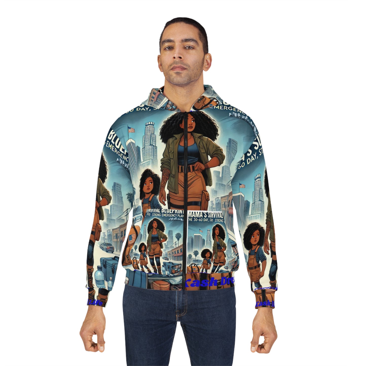 Empowered Adventure Unisex Zip Hoodie - Strong Survival Blueprint Design
