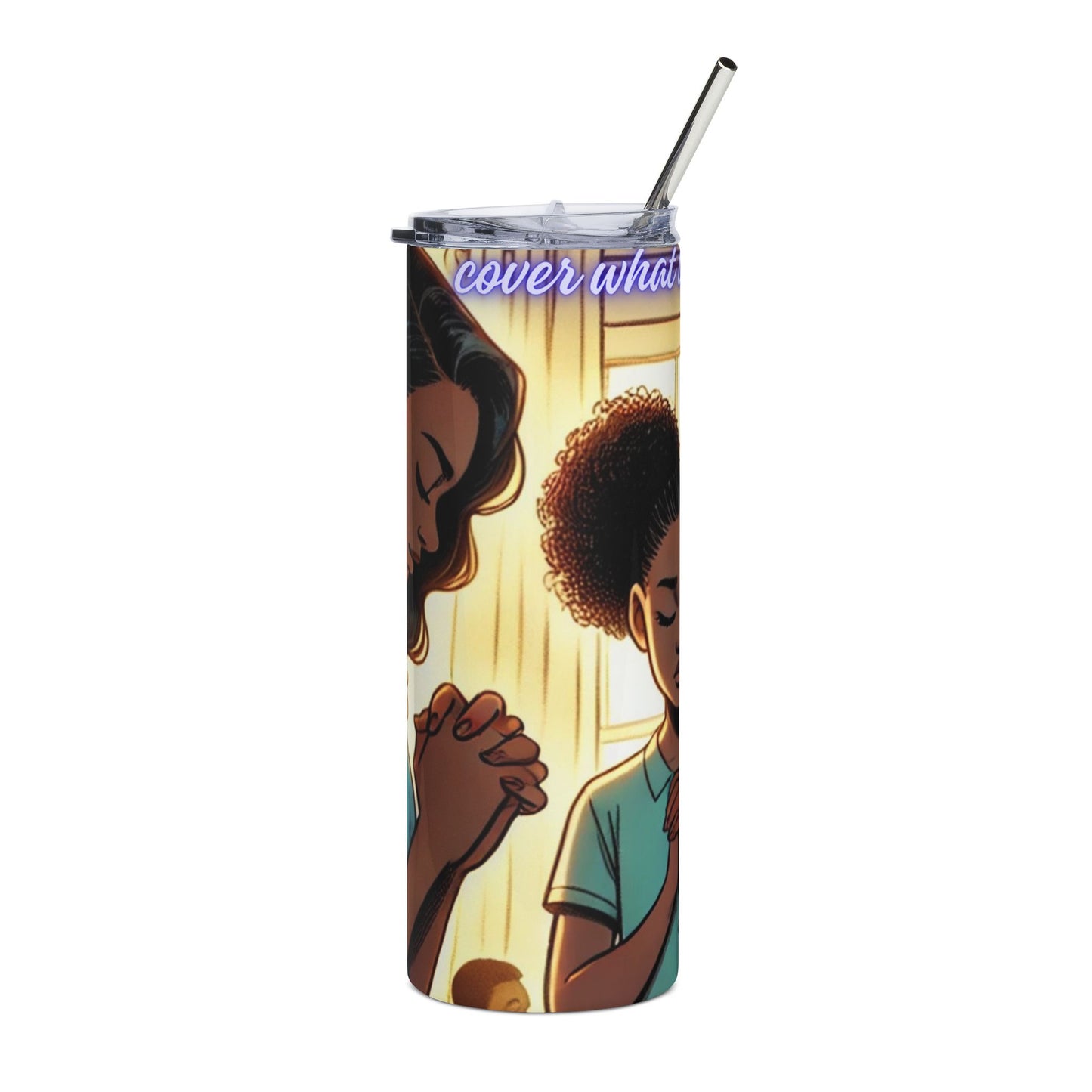 Praying Stainless Steel Tumbler, 20oz, Inspirational Drinkware, Gift for Mom, Faith-based Travel Mug, Christian Coffee Tumbler