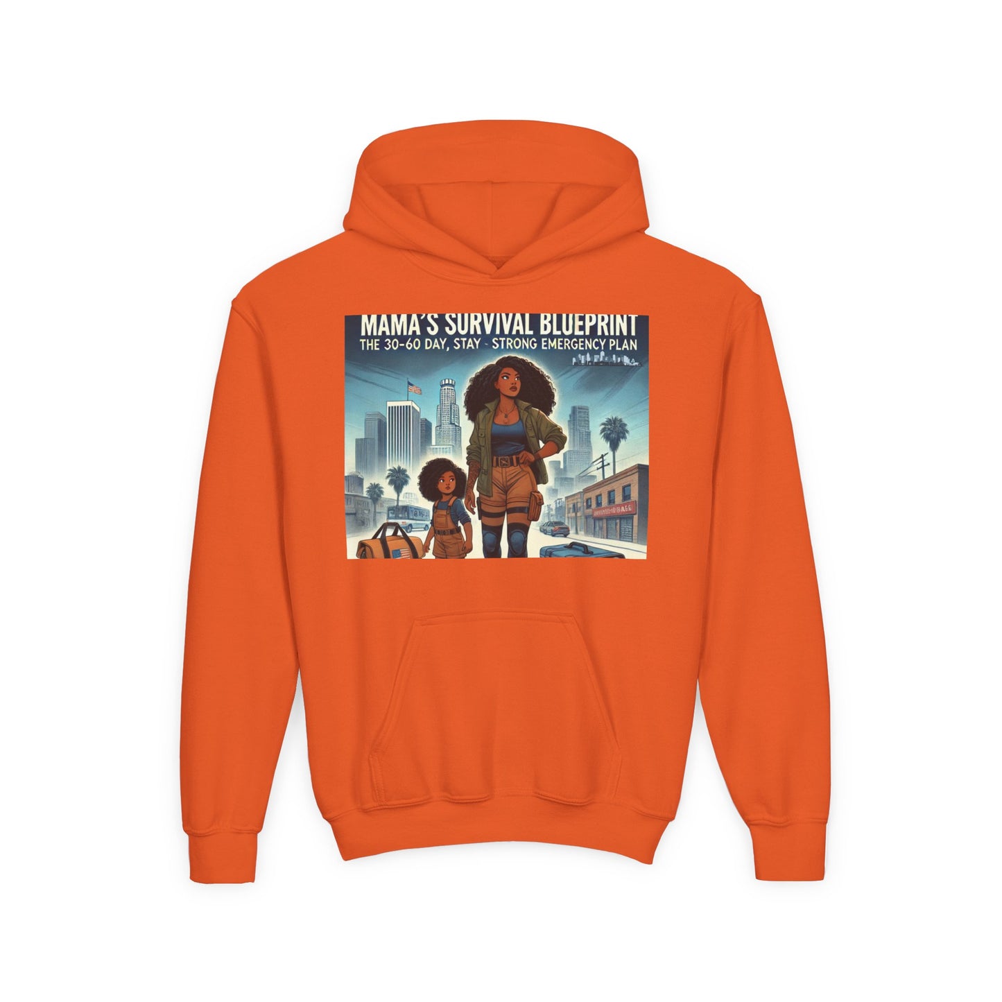 Mama's Survival Blueprint Youth Hoodie - Empowering Design for Strong Families