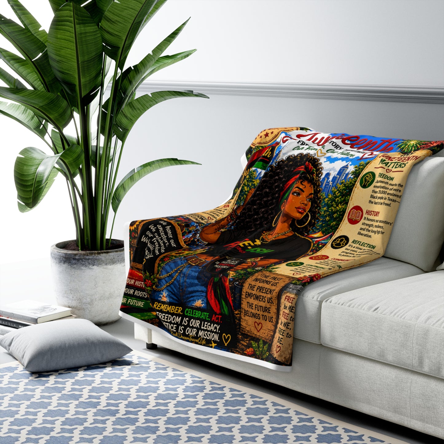 Juneteenth Celebration Sherpa Fleece Blanket "Celebrate Us" Comfort Throw