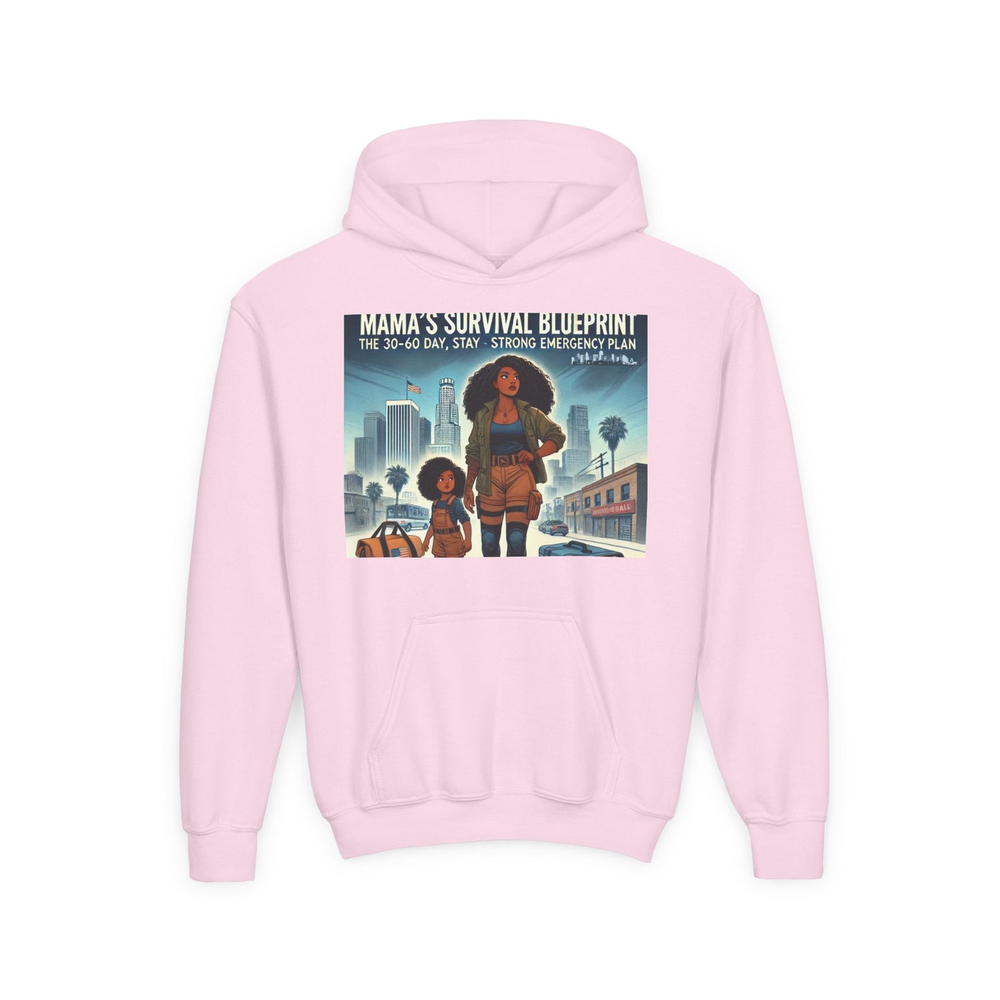Mama's Survival Blueprint Youth Hoodie - Empowering Design for Strong Families