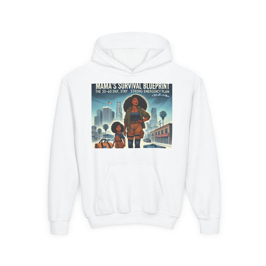 Mama's Survival Blueprint Youth Hoodie - Empowering Design for Strong Families