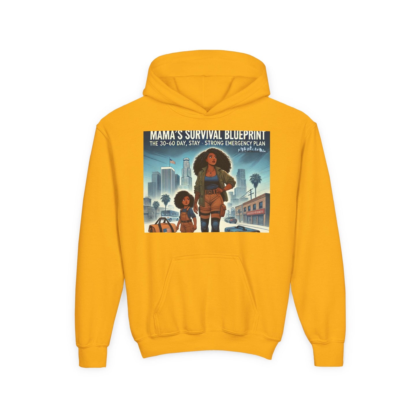 Mama's Survival Blueprint Youth Hoodie - Empowering Design for Strong Families
